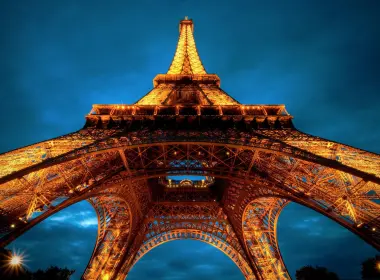 埃菲尔铁塔，俯视图，巴黎，法国，天空，夜晚 2560x1600