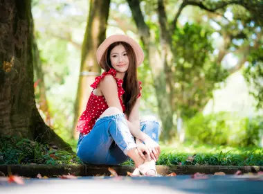 女性 亚洲 Woman 模特 女孩 Hat Depth Of Field Brunette 高清壁纸 4562x3043