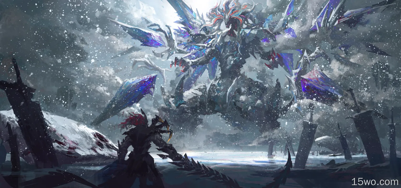 Yu-Gi-Oh!,动画与漫画,Mirrorjade the Iceblade Dragon,dragon,card games,digital art,snow