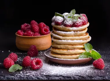 食物 Pancake 浆果 树莓 静物 早餐 高清壁纸 4928x3264