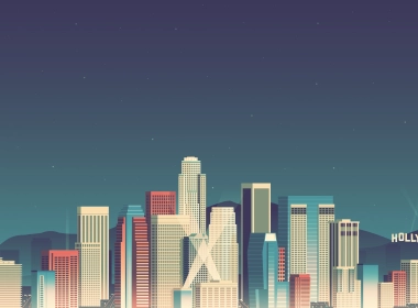 洛杉矶，最小的城市景观，天际线，星星，摩天大楼 3200x2048