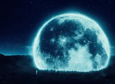 奇幻 Moon 蓝色 月亮 星空 天空 高清壁纸 2560x1440
