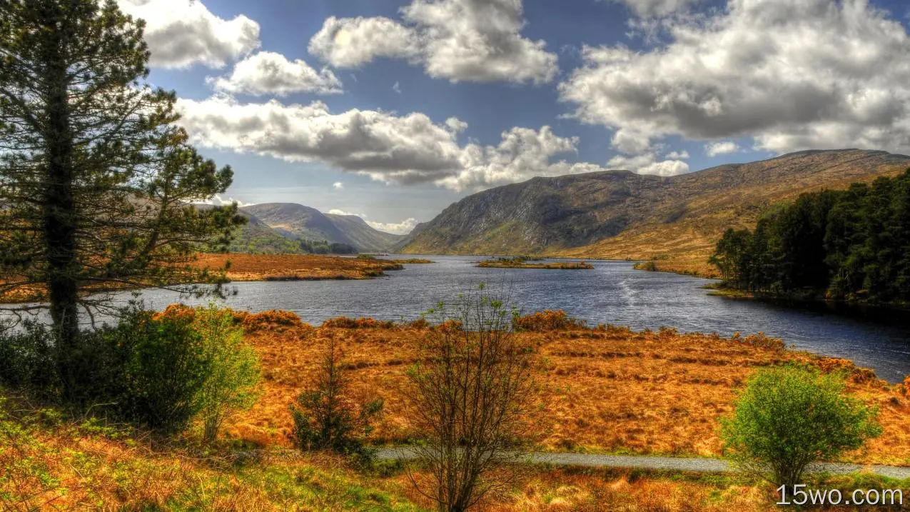 爱尔兰，格伦威格，国家公园，秋天，湖泊，风景
