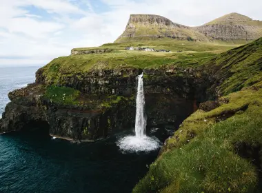 自然 瀑布 峭壁 岩石 Coast Faroe Islands 高清壁纸 5472x3648