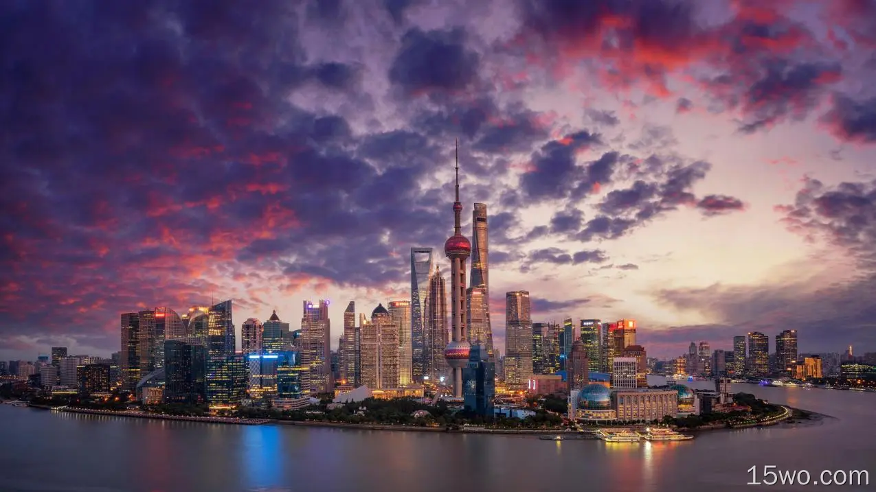 人造 上海 城市 中国 Cityscape 摩天大楼 高清壁纸