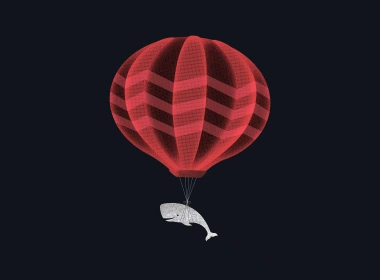 ap10可爱的插图鲸鱼气球艺术黑暗 3840x2400