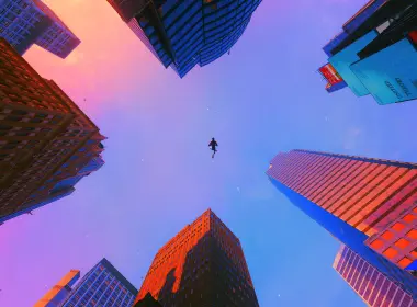 Spider-Man,Miles Morales,city,New York City,Spiderman Miles Morales,skyscraper,bodysuit,superhero,building,sky,CGI,digital art 3840x2160