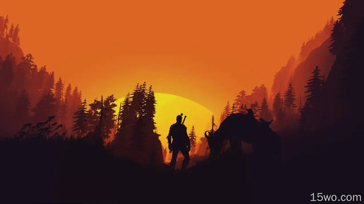 电子游戏 巫师3：狂猎 巫师 日落 Geralt of Rivia 高清壁纸
