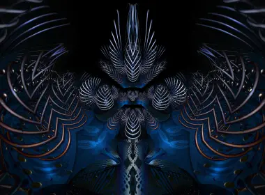 分形形状，翅膀，抽象，深蓝色 4096x2160
