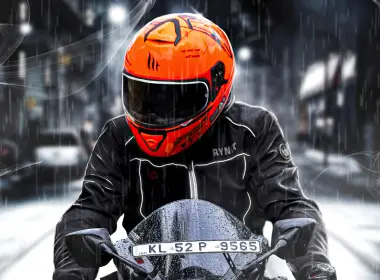 橙色头盔摩托车手4k 3840x2160
