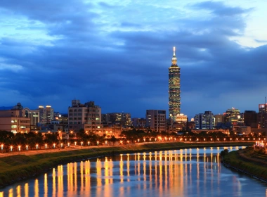 台北的城市之夜，河流，建筑物，灯光 1920x1200