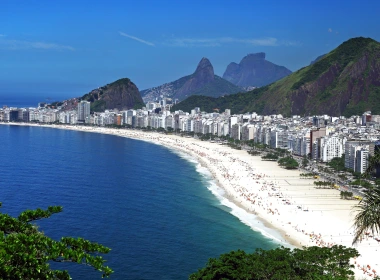 巴西，里约热内卢，城市，建筑物，海滩，人，海 3840x2160
