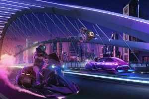 科幻 未来主义 交通工具 摩托车 汽车 高清壁纸  3826x2152