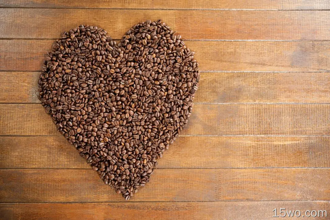 食物 咖啡 Coffee Beans Heart-Shaped 高清壁纸
