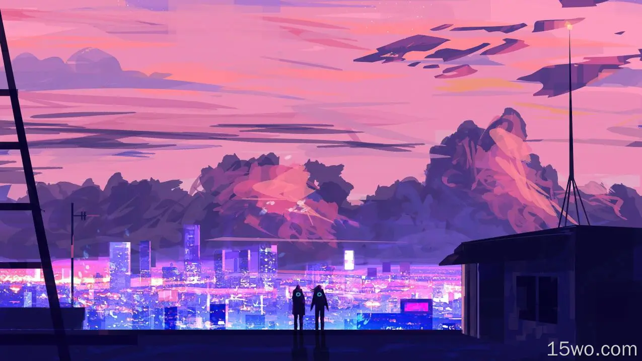 科幻 城市 Cityscape 未来主义 Couple 高清壁纸