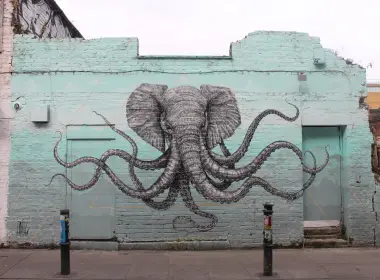 街头艺术、墙壁、生物、大象、涂鸦、章鱼 4272x2848