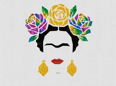 女性 Frida Kahlo Portrait 数字艺术 艺术 Minimalist Decoration Glitter Gold 高清壁纸 10501x7501