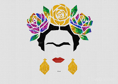 女性 Frida Kahlo Portrait 数字艺术 艺术 Minimalist Decoration Glitter Gold 高清壁纸 10501x7501