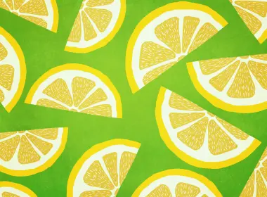 柠檬片、图案、柑橘、艺术品、绿色和黄色 4000x3555