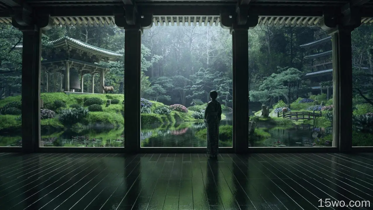 虚幻引擎5，建筑，日本花园，渲染，cgi