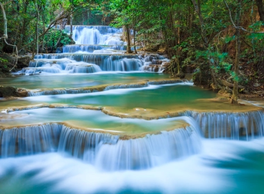 自然 Erawan Waterfall 瀑布 Tenasserim Hills Erawan National Park 泰国 高清壁纸 3840x2160