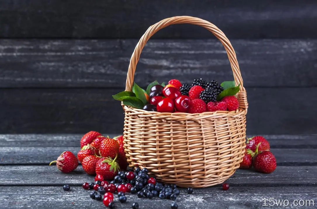 食物 浆果 水果 Basket 草莓 蓝莓 树莓 高清壁纸