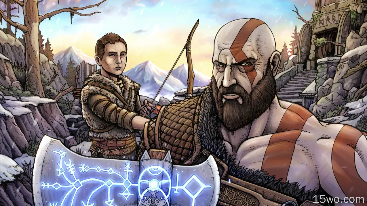 电子游戏 战神4 战神 Kratos Atreus 高清壁纸