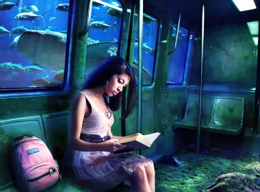 摄影 摄影后期 Woman Underwater Bag 书 Reading 鱼 高清壁纸 3200x2360