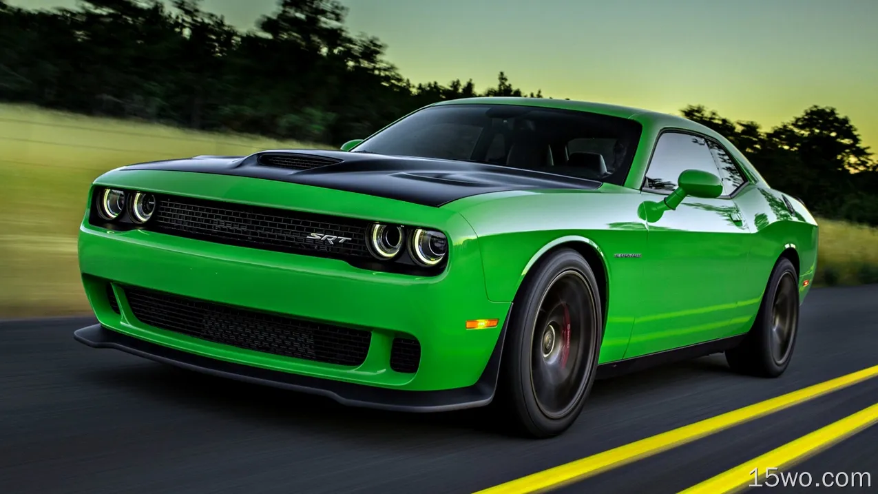 座驾 道奇挑战者SRT 道奇 道奇挑战者 汽车 Dodge Challenger SRT Hellcat Green Car 高清壁纸