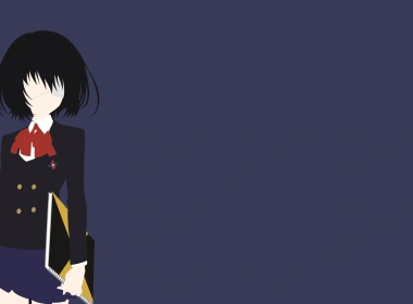 动漫 替身 Another Mei Misaki Anime Minimalist 女孩 Skirt Eye Patch Black Hair Short Hair bow 高清壁纸 3840x2160