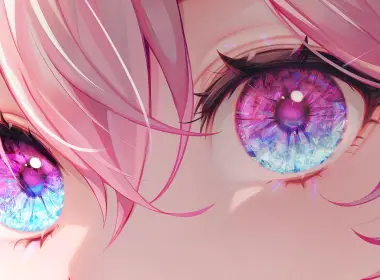 anime,pink hair,artwork,digital art,Honkai: Star Rail,eyes,multi-colored eyes,bangs,looking at viewer,anime girls,closeup,March 7th (Honkai: Star Rail) 4256x1782