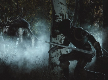 电子游戏 巫师3：狂猎 巫师 夜晚 森林 雾 生物 战士 剑 Geralt of Rivia 高清壁纸 3840x2160