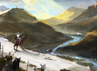 奇幻 风景 河流 骑士 战士 城堡 马 高清壁纸 3840x2160
