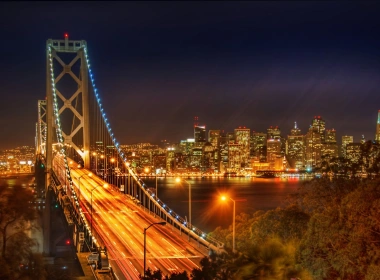 晚上的美国城市桥梁 2560x1440