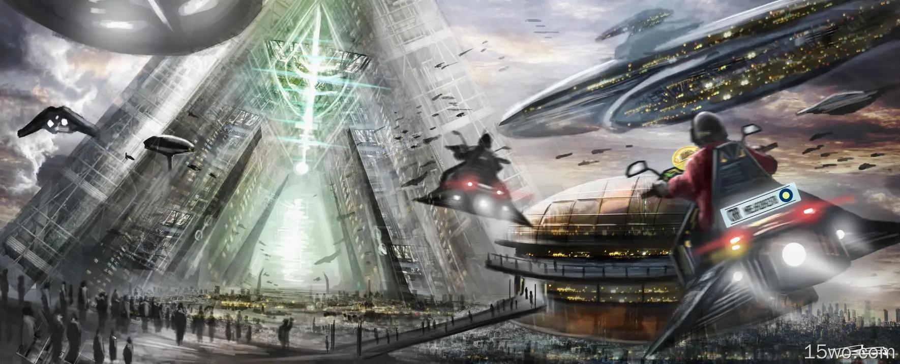 科幻 城市 未来主义 交通工具 宇宙飞船 建筑 高清壁纸