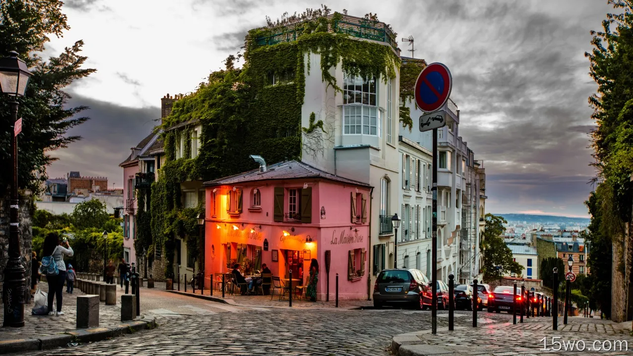 人造 巴黎 城市 法国 Restaurant 街道 高清壁纸