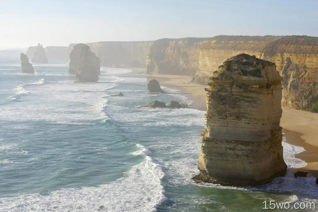 自然 十二使徒岩 海浪 海岸 海洋 Sea Limestone Stacks 澳大利亚 Victoria 高清壁纸