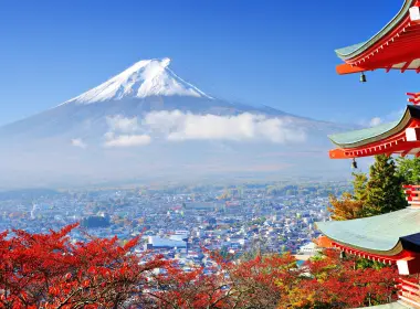 日本 富士山 楼阁 樱花 3840x2160