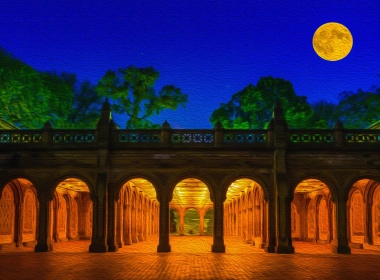 艺术 Man Made Central Park 月亮 夜晚 高清壁纸 3840x2160