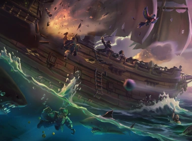 电子游戏 Sea Of Thieves 海盗 船 鲨鱼 高清壁纸 7680x4320