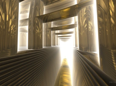 抽象 分形 3D 艺术 数字艺术 Mandelbulb 3D Gold Bright Columns CGI 高清壁纸 3840x2160