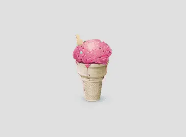 ai04脑冰淇淋插图艺术可爱白色 3840x2400