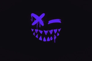 bj07艺术微笑黑色恐怖脸简单紫色  3840x2400