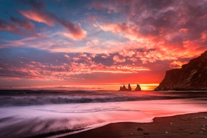 自然 日落 地球 海滩 岩石 海洋 Sea Horizon 高清壁纸  2560x1600