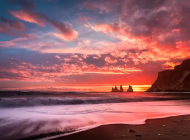 自然 日落 地球 海滩 岩石 海洋 Sea Horizon 高清壁纸 2560x1600