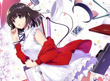 萨奈女主角no sodatekata，katou megumi，白色连衣裙，工具 4096x2457