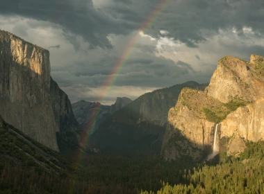 自然 优胜美地国家公园 国家公园 彩虹 瀑布 山 峭壁 高清壁纸 3840x2160