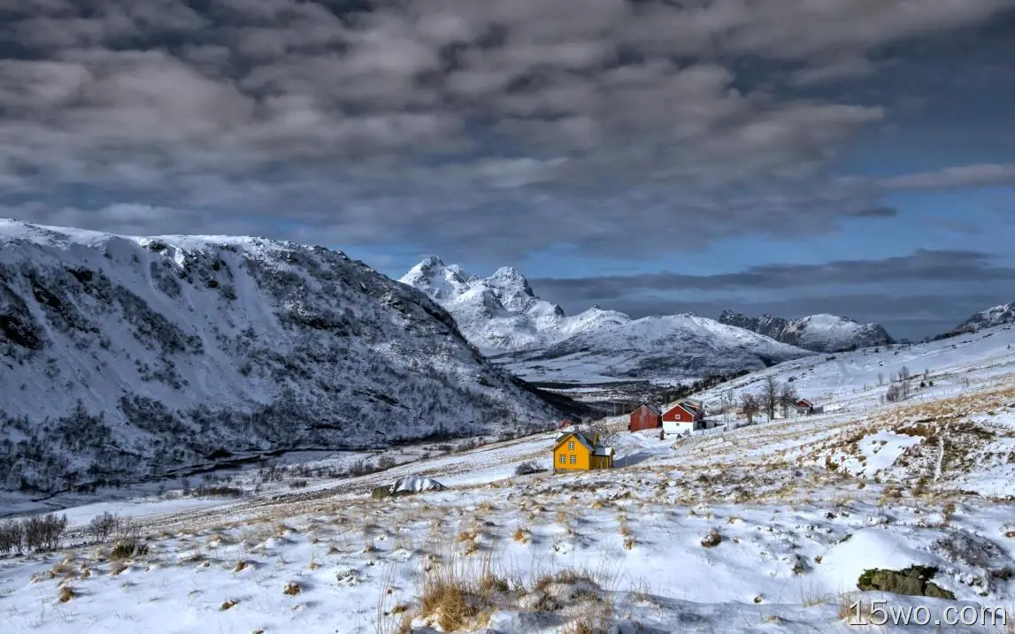 摄影 冬季 风景 Countryside 房屋 Hill 大自然 Snow 高清壁纸