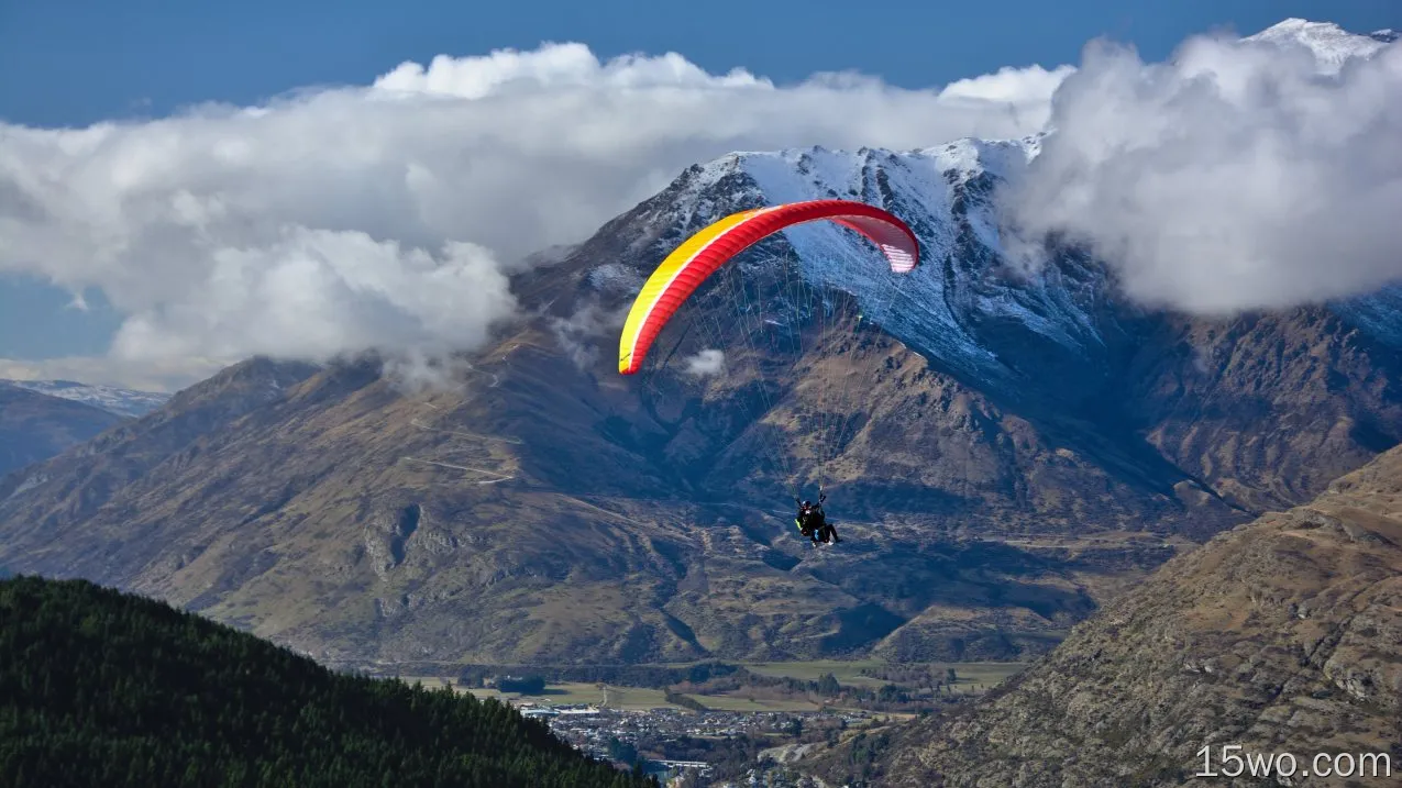 运动 Paragliding Paraglider Tandem 山 风景 高清壁纸