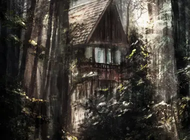 废弃的房子、森林、绘画、黑暗、恐怖 2816x4000